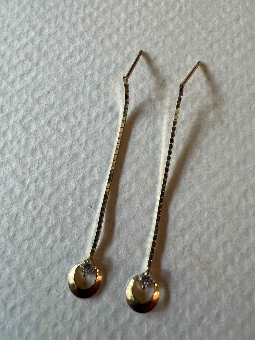 14k Gold Dangle Earrings with CZ stones
